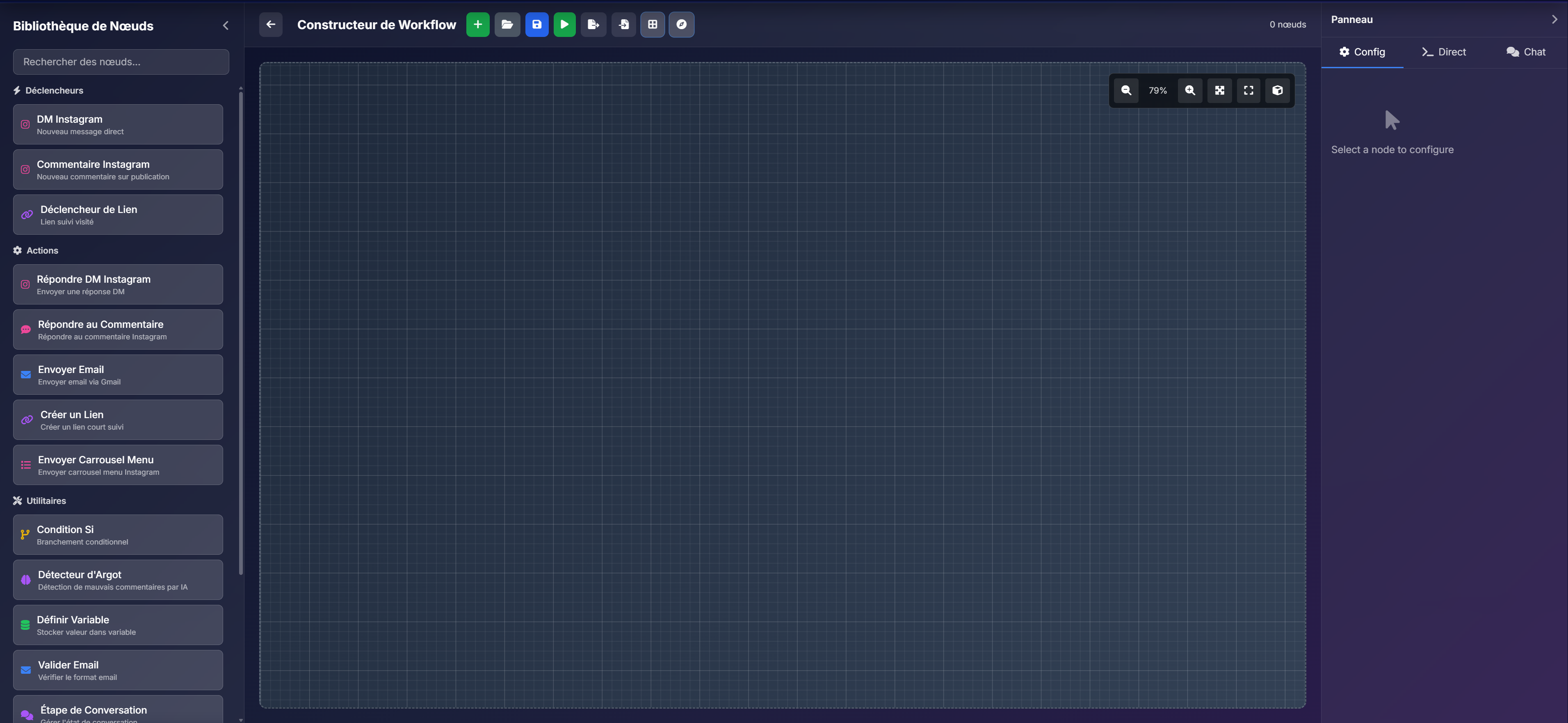 Workflow builder canvas